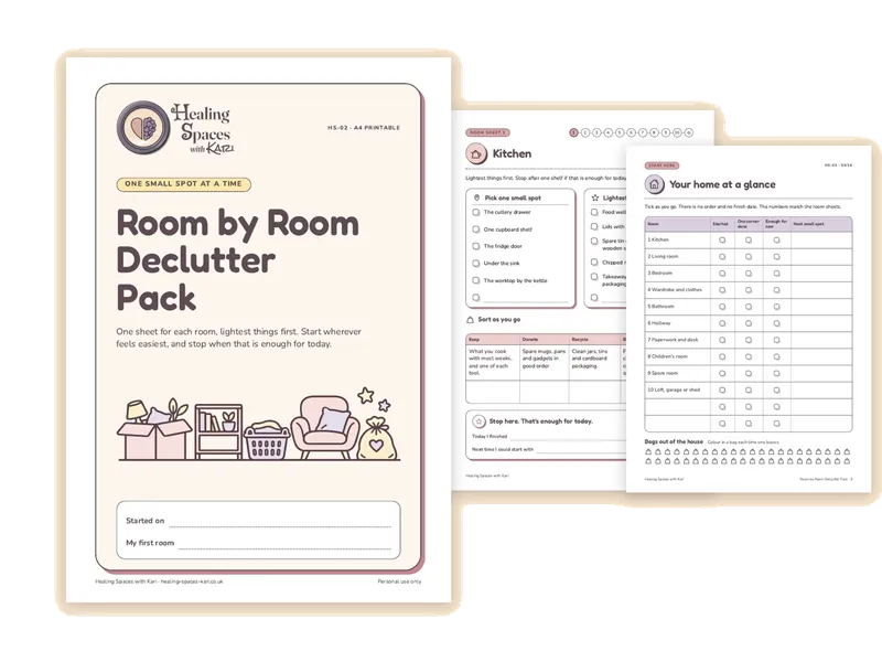 Room by Room Declutter Pack: the cover and real inside pages