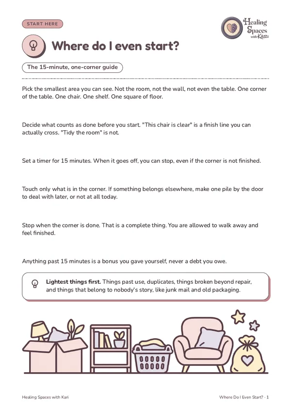 First page of the Where Do I Even Start? The 15-Minute, One-Corner Guide